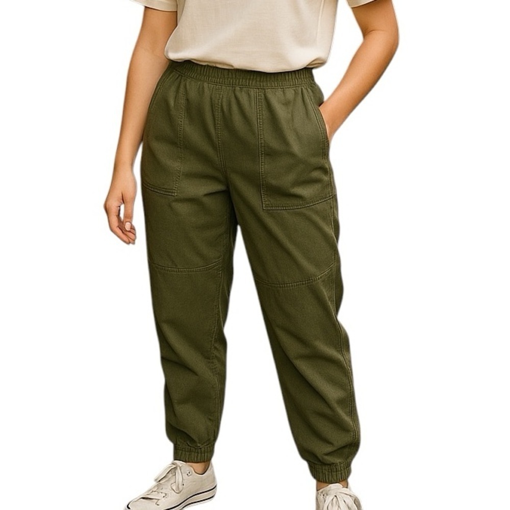 Aritzia Olive Green Elastic-Waist Jogger Pants
